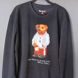 New Black Pike Sweatshirt Mens Size XL Hip Hop Pimpin Teddy Bear Black Pullover